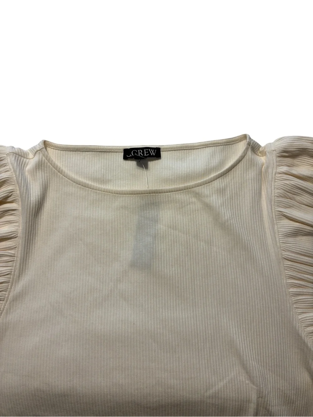 J. Crew Vintage Rib Ruffle Boatneck Tank Top Size 2X Cream - Picture 3 of 8